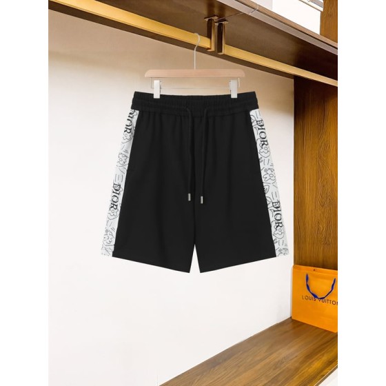 Dior Black Shorts with Logo Print Side Stripe